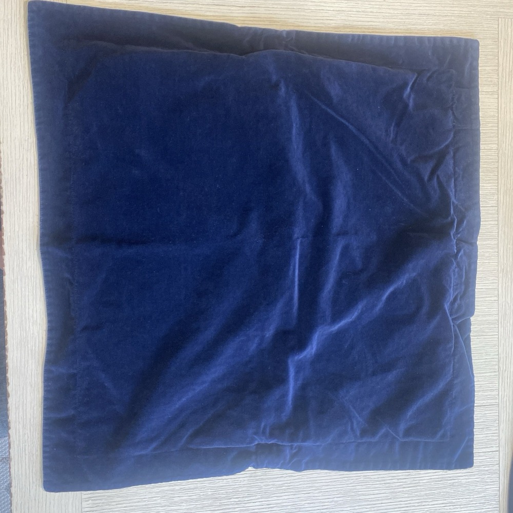 Pottery Barn Euro Pillow Cover Sham Navy Blue Velvet 26 in square